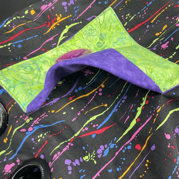 Hand Crafted Bucket Tote Bag Black w/Neon Paint Splatter Soft Fabric Artsy Boho - Picture 8 of 9